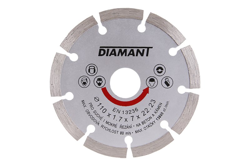 Kotouč diamantový DIAMANT 110x1.7x22.2mm segment 0.089 Kg  DÍLNA Sklad16 21110 100
